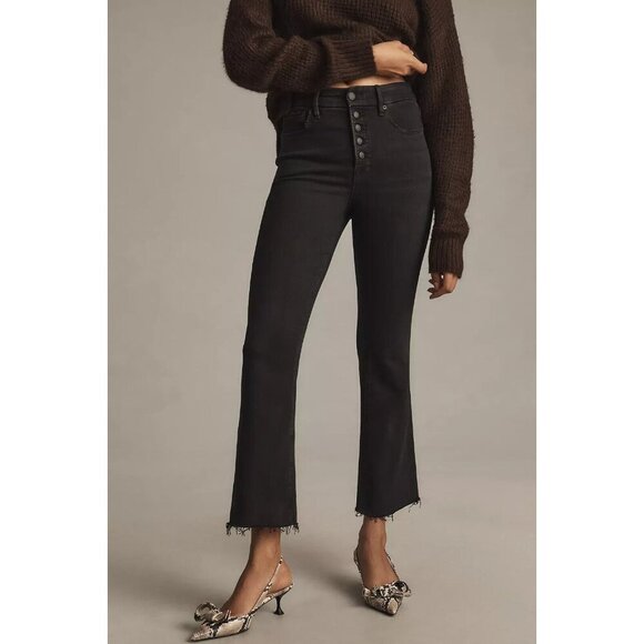 Good American Good Legs Mid-Rise Crop Mini Bootcut Jeans Black 26W PLUS SIZE - Picture 1 of 5